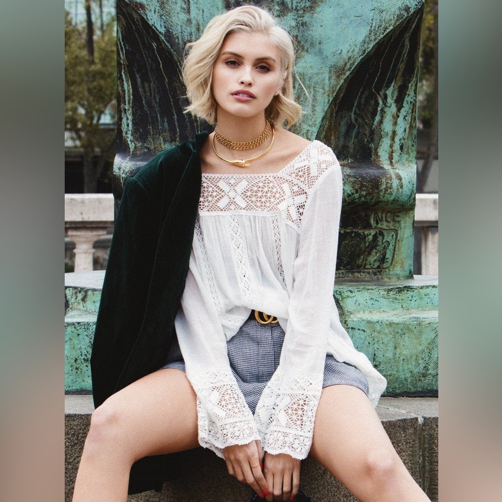 Vintage Spell Sunday Feels Top, white gauze cotton embroidered summer boho top